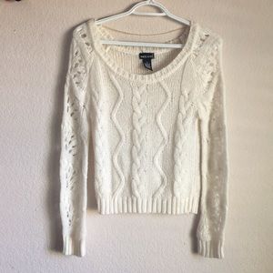 Wet seal cute white sweater intricately knitted